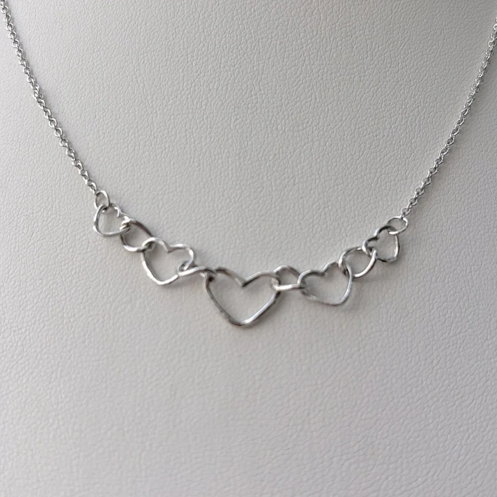 Sterling Silver Heart Link Necklace - Picture 2 of 3
